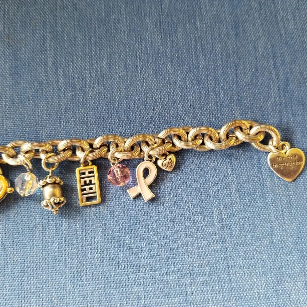 🩷BOGO* Brighton Y2K Vintage Breast Cancer Encouragement Charm Bracelet - GPC🩷 - Picture 9 of 16